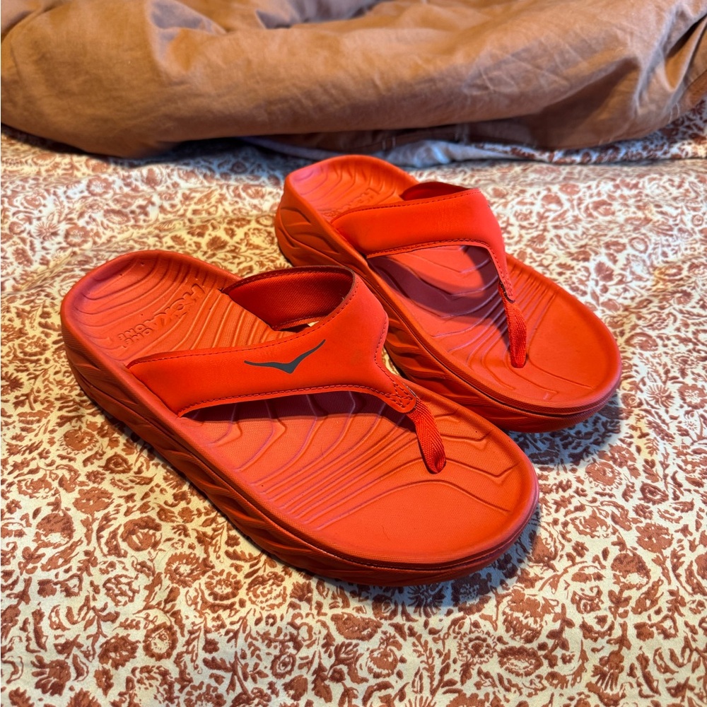 Hoka One One Red Flip Flops